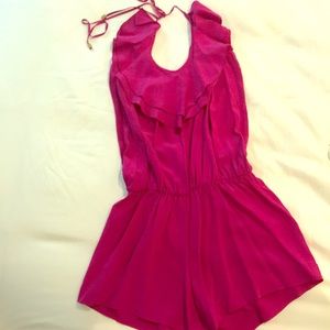 Hot pink silk romper by indie designer